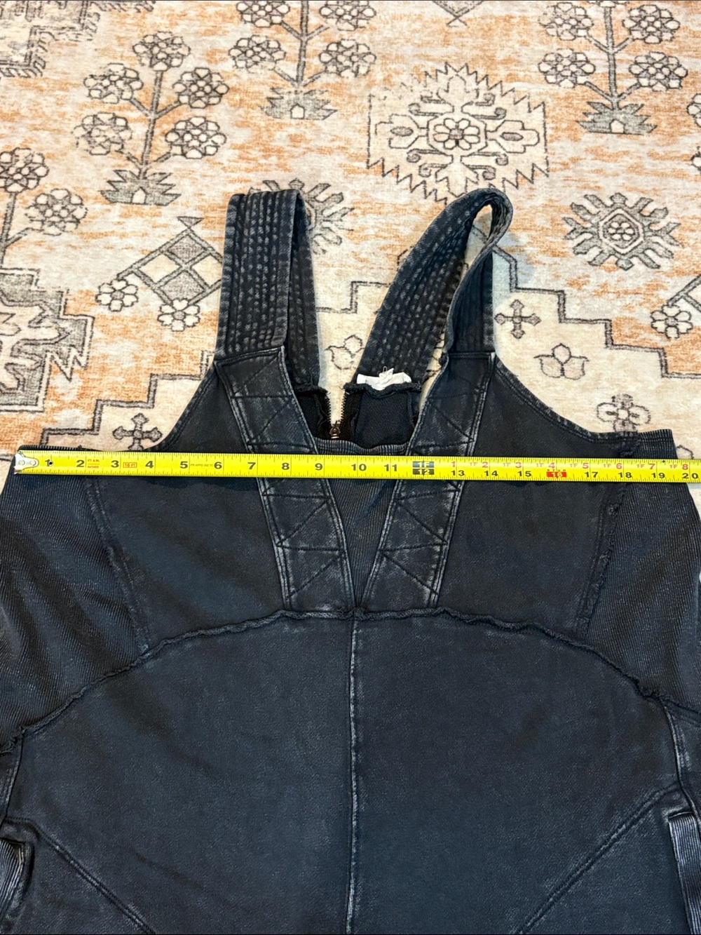 EASEL L charcoal washed terry knit sleeveless jumpsuit, oversized and wide leg - Picture 5 of 12